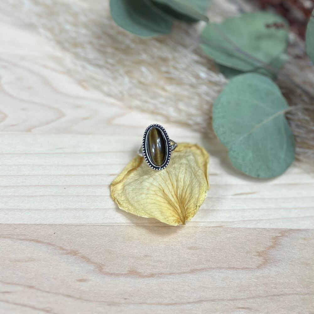 Vintage Clark and Coombs C&C Sterling Silver Elongated Agate Ring Size 4.75 - Picture 6 of 10